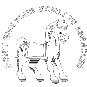 Don't give your money to assholes embroidery pattern